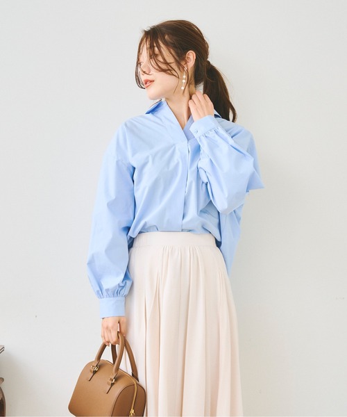 Chez toi(シェトワ)の「BACKギャザースキッパーシャツ(シャツ/ブラウス・レディース・ホワイト/オフホワイト/サックスブルー/ピンク・FREE)」の20枚目の写真