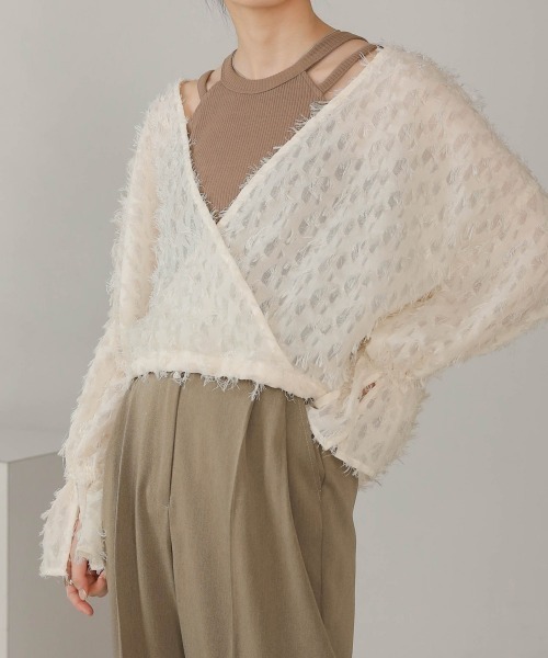 Bab(バブ)の「前後2WAYジャガードブラウス(シャツ/ブラウス・レディース・ブラック/ピンク/ホワイト系その他・M)」の1枚目の写真