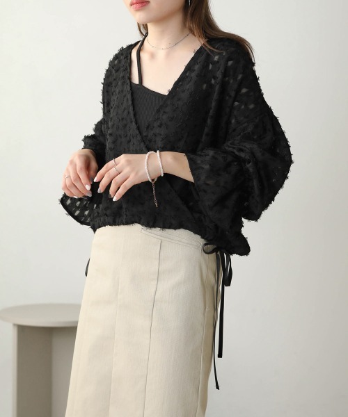 Bab(バブ)の「前後2WAYジャガードブラウス(シャツ/ブラウス・レディース・ブラック/ピンク/ホワイト系その他・M)」の2枚目の写真