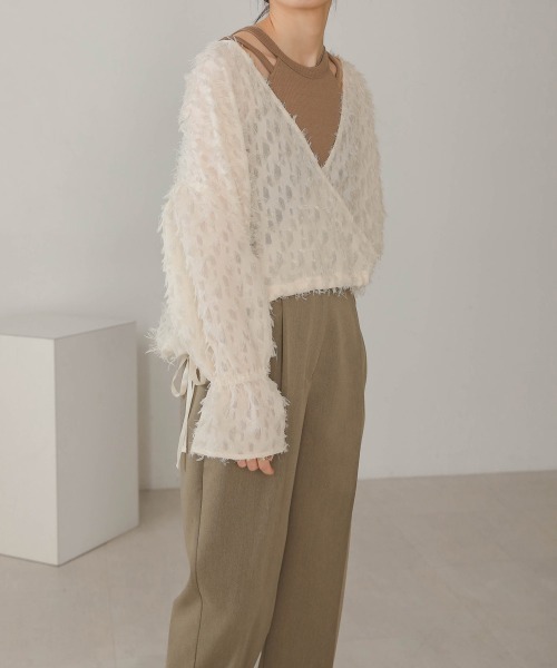 Bab(バブ)の「前後2WAYジャガードブラウス(シャツ/ブラウス・レディース・ブラック/ピンク/ホワイト系その他・M)」の6枚目の写真