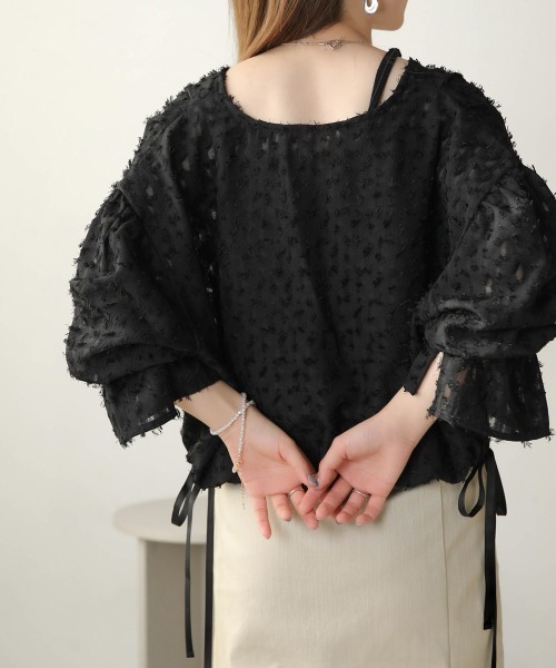 Bab(バブ)の「前後2WAYジャガードブラウス(シャツ/ブラウス・レディース・ブラック/ピンク/ホワイト系その他・M)」の5枚目の写真