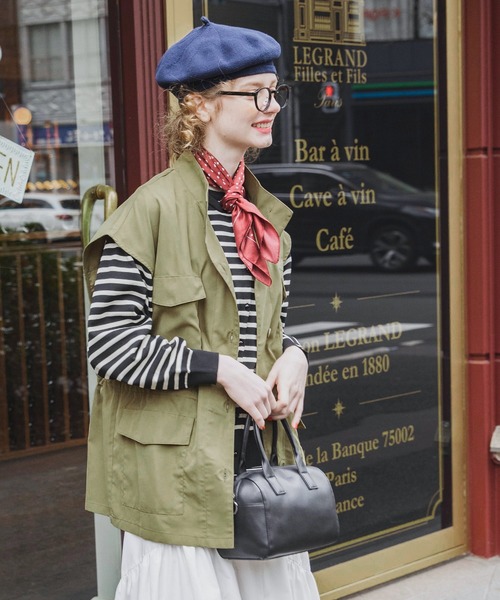 BONLECILL(ボンルシール)の「マルチウェイ ドロスト オーバーミリタリーベスト/ジレ(ベスト・レディース・ベージュ/ブラック/カーキ/アイボリー/オレンジ・FREE)」の21枚目の写真