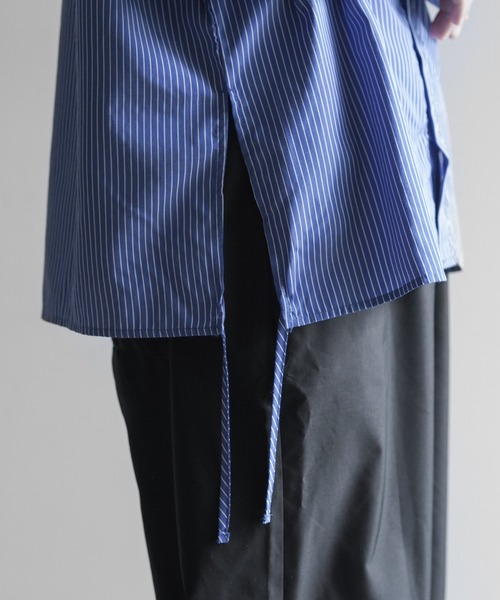 LILL（リル）の「サイドコードストライプシャツ（シャツ/ブラウス・メンズ・ホワイト/ブルー/ブラック・S/M/L）」の19枚目の写真