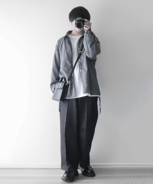 LILL（リル）の「サイドコードストライプシャツ（シャツ/ブラウス・メンズ・ホワイト/ブルー/ブラック・S/M/L）」の8枚目の写真