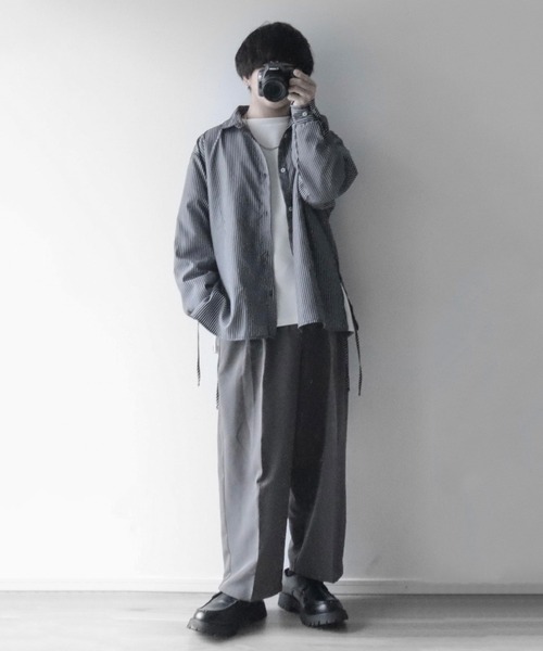 LILL（リル）の「サイドコードストライプシャツ（シャツ/ブラウス・メンズ・ホワイト/ブルー/ブラック・S/M/L）」の11枚目の写真