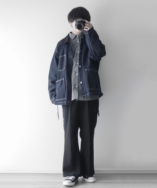 LILL（リル）の「サイドコードストライプシャツ（シャツ/ブラウス・メンズ・ホワイト/ブルー/ブラック・S/M/L）」の12枚目の写真