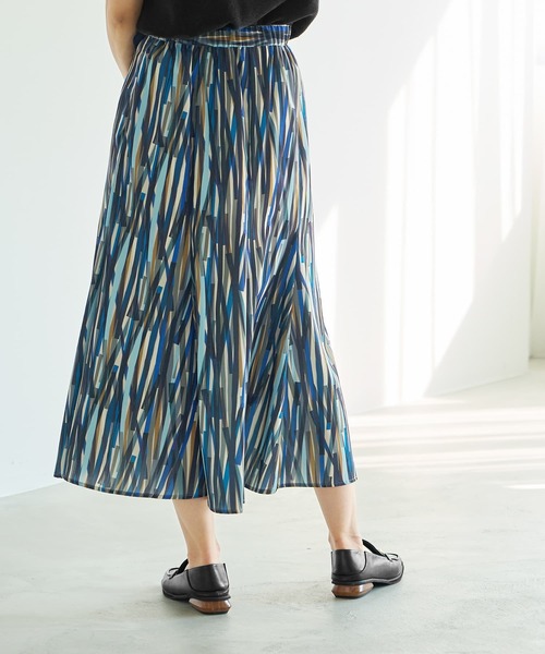 STYLE DELI(スタイルデリ)の「【LUXE】テープ柄フレアスカート(スカート・レディース・グリーン系/ブルー系・01/02)」の5枚目の写真