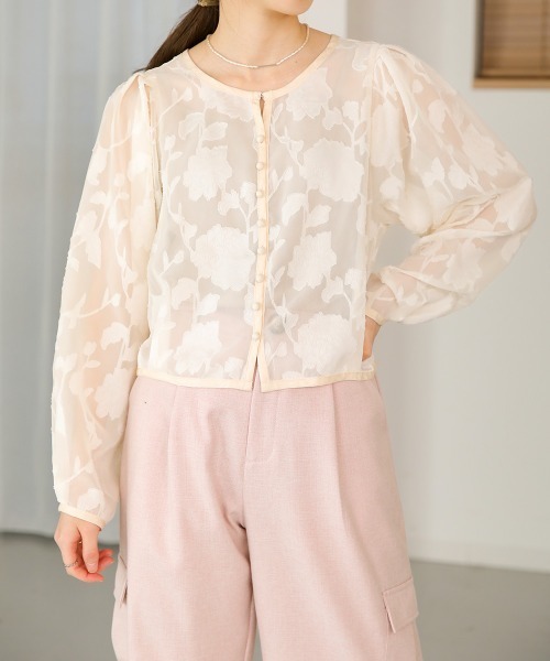 Bab（バブ）の「シアーフラワージャガードブラウス（シャツ/ブラウス・レディース・グリーン/ライトグレー/ホワイト系その他・M）」の12枚目の写真