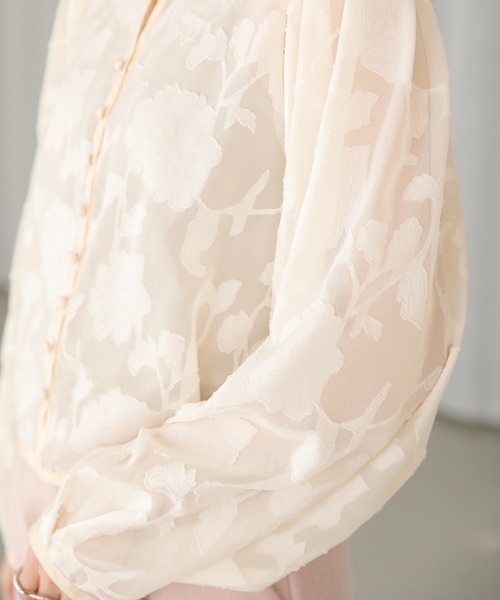 Bab（バブ）の「シアーフラワージャガードブラウス（シャツ/ブラウス・レディース・グリーン/ライトグレー/ホワイト系その他・M）」の7枚目の写真