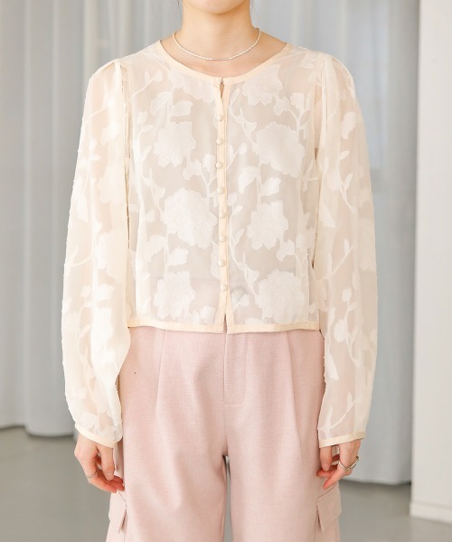 Bab（バブ）の「シアーフラワージャガードブラウス（シャツ/ブラウス・レディース・グリーン/ライトグレー/ホワイト系その他・M）」の11枚目の写真