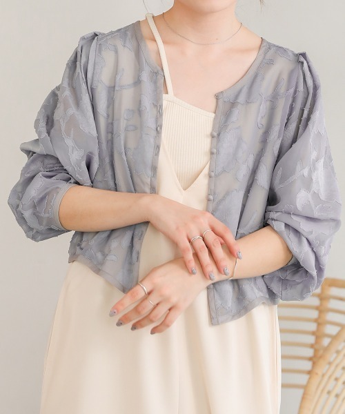 Bab（バブ）の「シアーフラワージャガードブラウス（シャツ/ブラウス・レディース・グリーン/ライトグレー/ホワイト系その他・M）」の5枚目の写真