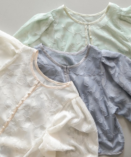 Bab（バブ）の「シアーフラワージャガードブラウス（シャツ/ブラウス・レディース・グリーン/ライトグレー/ホワイト系その他・M）」の18枚目の写真