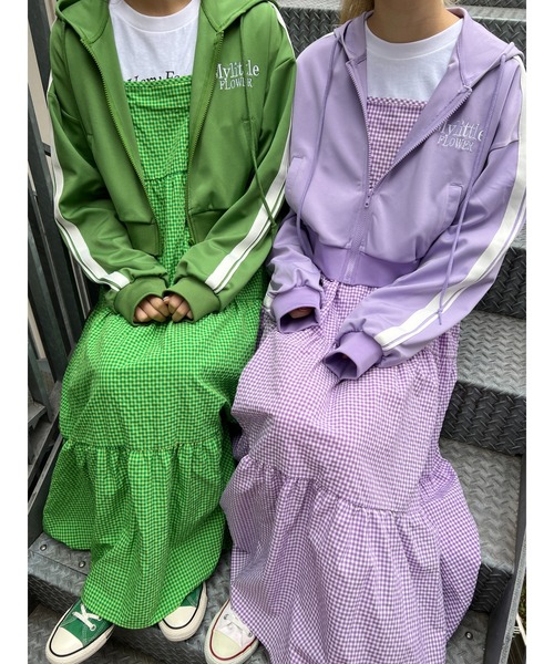 WC（ダブル シー）の「ギンガムティアードロングキャミワンピース（ワンピース・レディース・パープル/ブラック/グリーン・FREE）」の22枚目の写真