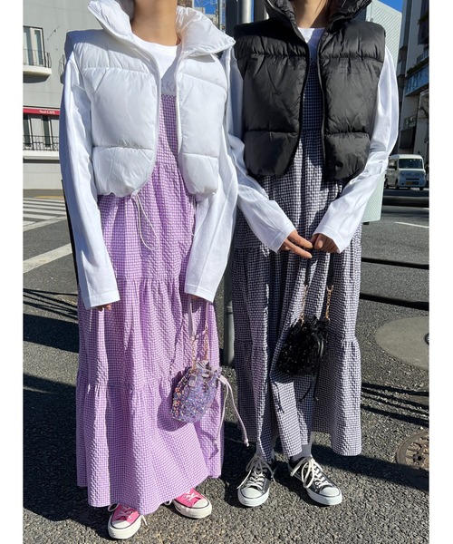 WC（ダブル シー）の「ギンガムティアードロングキャミワンピース（ワンピース・レディース・パープル/ブラック/グリーン・FREE）」の20枚目の写真