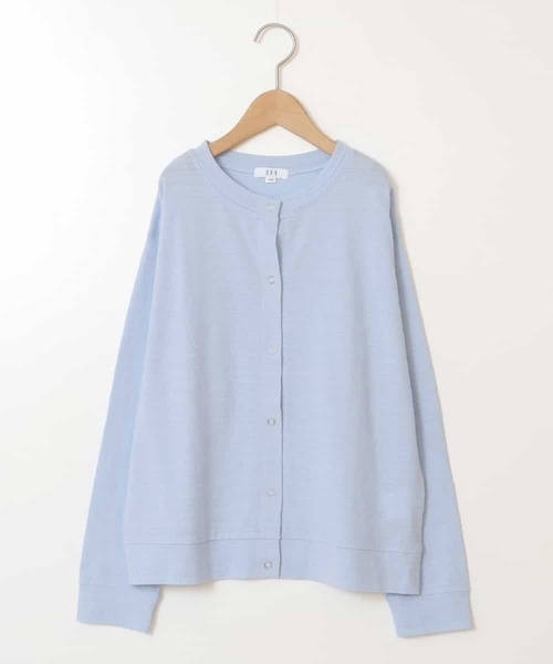 a.v.v（アーヴェヴェ）の「[100-130]【UVケア】ボーダージャガードカーディガン（カーディガン/ボレロ・キッズ・ライトパープル/ライトブルー/ホワイト・100/120/130/110）」の6枚目の写真