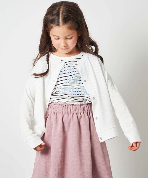 a.v.v（アーヴェヴェ）の「[100-130]【UVケア】ボーダージャガードカーディガン（カーディガン/ボレロ・キッズ・ライトパープル/ライトブルー/ホワイト・100/120/130/110）」の11枚目の写真