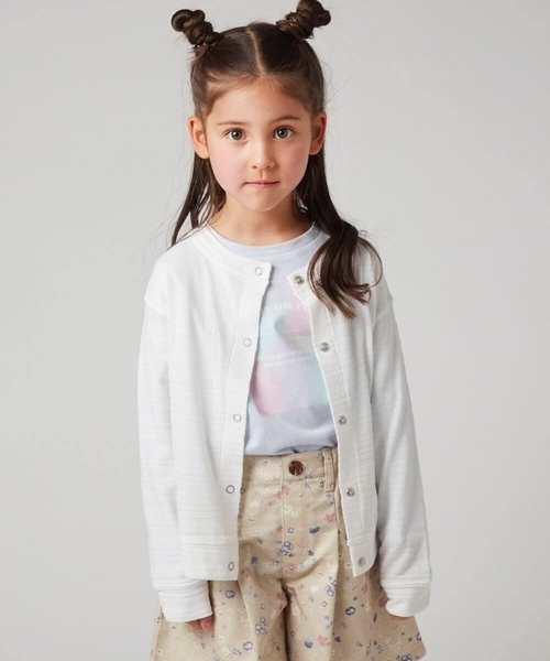 a.v.v（アーヴェヴェ）の「[100-130]【UVケア】ボーダージャガードカーディガン（カーディガン/ボレロ・キッズ・ライトパープル/ライトブルー/ホワイト・100/120/130/110）」の16枚目の写真