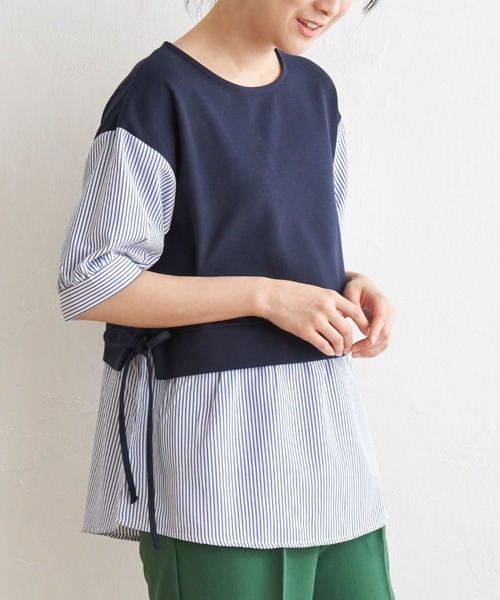 ikka(イッカ)の「【親子コーデ】カットミラノベストレイヤードプルオーバー(Tシャツ/カットソー・レディース・ベージュ/グリーン/ブラック/ネイビー・S/L/M)」の4枚目の写真