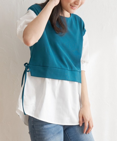 ikka(イッカ)の「【親子コーデ】カットミラノベストレイヤードプルオーバー(Tシャツ/カットソー・レディース・ベージュ/グリーン/ブラック/ネイビー・S/L/M)」の1枚目の写真