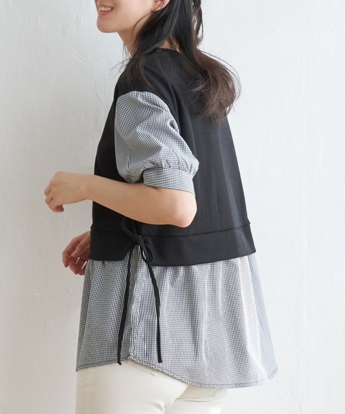 ikka(イッカ)の「【親子コーデ】カットミラノベストレイヤードプルオーバー(Tシャツ/カットソー・レディース・ベージュ/グリーン/ブラック/ネイビー・S/L/M)」の2枚目の写真