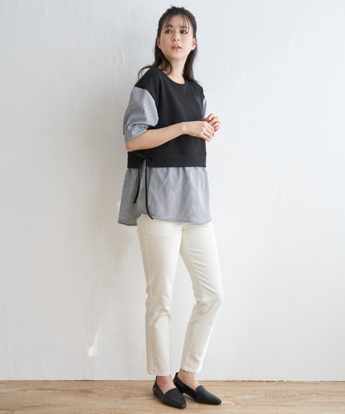 ikka(イッカ)の「【親子コーデ】カットミラノベストレイヤードプルオーバー(Tシャツ/カットソー・レディース・ベージュ/グリーン/ブラック/ネイビー・S/L/M)」の19枚目の写真