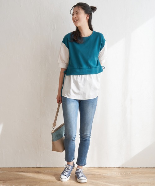 ikka(イッカ)の「【親子コーデ】カットミラノベストレイヤードプルオーバー(Tシャツ/カットソー・レディース・ベージュ/グリーン/ブラック/ネイビー・S/L/M)」の9枚目の写真