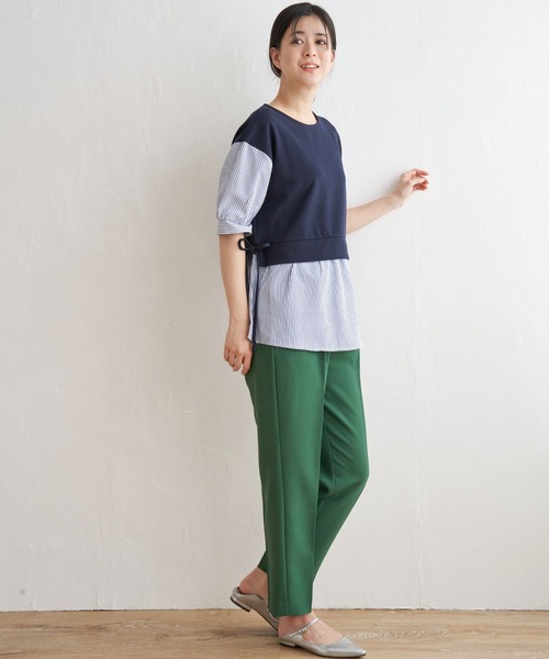 ikka(イッカ)の「【親子コーデ】カットミラノベストレイヤードプルオーバー(Tシャツ/カットソー・レディース・ベージュ/グリーン/ブラック/ネイビー・S/L/M)」の5枚目の写真