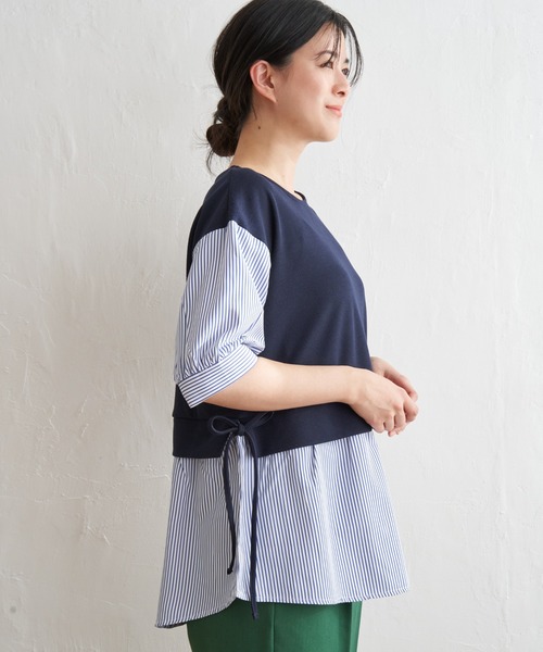 ikka(イッカ)の「【親子コーデ】カットミラノベストレイヤードプルオーバー(Tシャツ/カットソー・レディース・ベージュ/グリーン/ブラック/ネイビー・S/L/M)」の14枚目の写真
