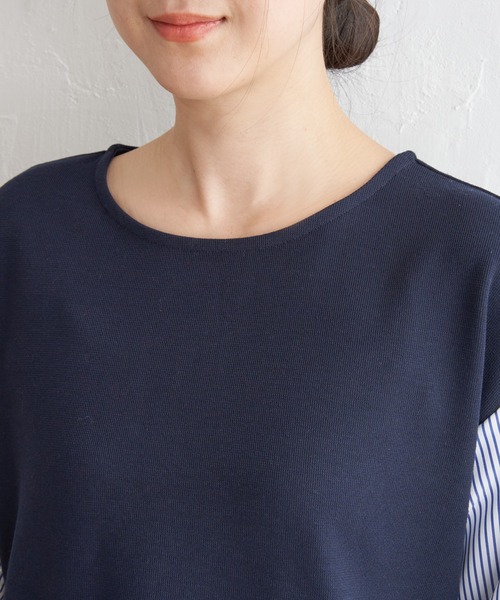 ikka(イッカ)の「【親子コーデ】カットミラノベストレイヤードプルオーバー(Tシャツ/カットソー・レディース・ベージュ/グリーン/ブラック/ネイビー・S/L/M)」の12枚目の写真
