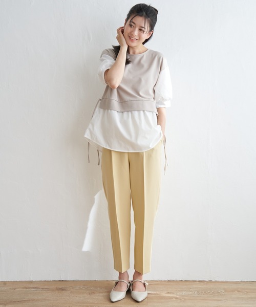 ikka(イッカ)の「【親子コーデ】カットミラノベストレイヤードプルオーバー(Tシャツ/カットソー・レディース・ベージュ/グリーン/ブラック/ネイビー・S/L/M)」の15枚目の写真