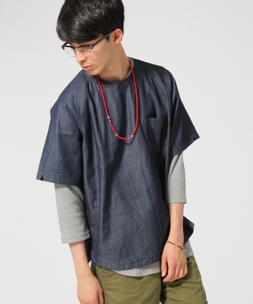 RAGEBLUE(レイジブルー)の「プルオーバーZIPシャツ半袖/564682(シャツ/ブラウス・メンズ・ライトブルー/ホワイト/グレー/ネイビー/オフホワイト・MEDIUM/LARGE)」の5枚目の写真