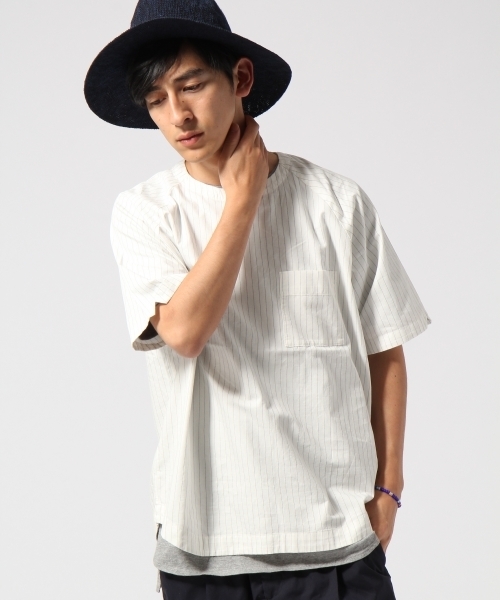 RAGEBLUE(レイジブルー)の「プルオーバーZIPシャツ半袖/564682(シャツ/ブラウス・メンズ・ライトブルー/ホワイト/グレー/ネイビー/オフホワイト・MEDIUM/LARGE)」の3枚目の写真