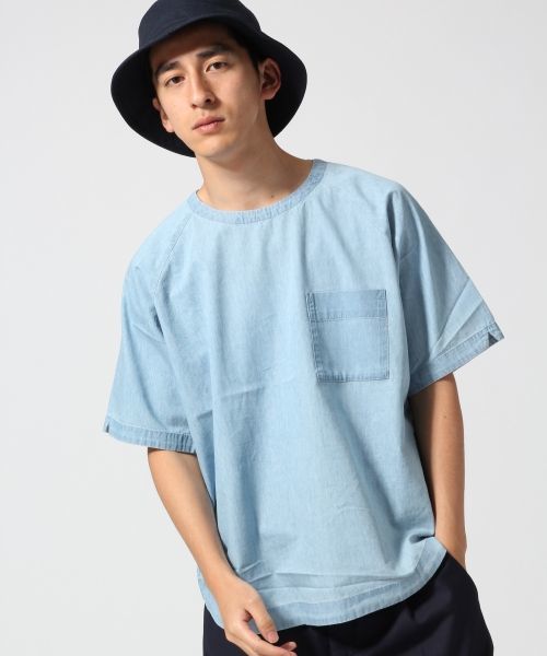 RAGEBLUE(レイジブルー)の「プルオーバーZIPシャツ半袖/564682(シャツ/ブラウス・メンズ・ライトブルー/ホワイト/グレー/ネイビー/オフホワイト・MEDIUM/LARGE)」の1枚目の写真