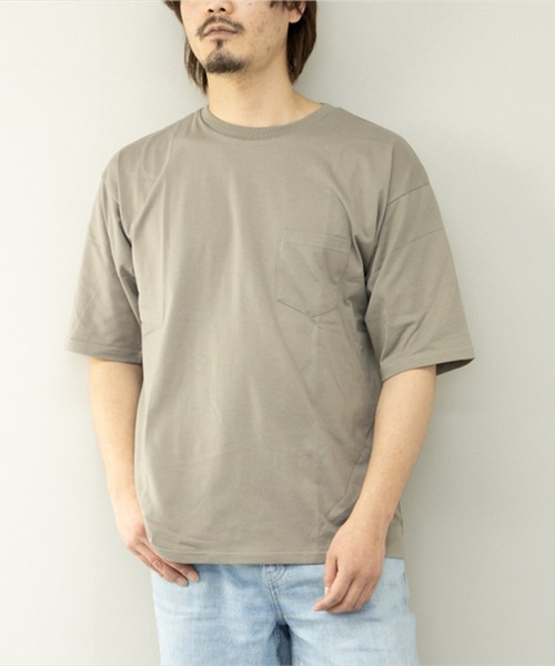 STYLEBLOCK(スタイルブロック)の「冷感加工天竺ポケット付BIGTシャツ(Tシャツ/カットソー・メンズ・ブラック/イエロー/チャコール/グリーン/グレー系その他/オレンジ/ブルー系その他/ホワイト・M/L/LL)」の4枚目の写真