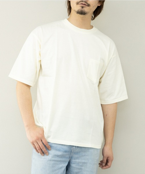STYLEBLOCK(スタイルブロック)の「冷感加工天竺ポケット付BIGTシャツ(Tシャツ/カットソー・メンズ・ブラック/イエロー/チャコール/グリーン/グレー系その他/オレンジ/ブルー系その他/ホワイト・M/L/LL)」の2枚目の写真