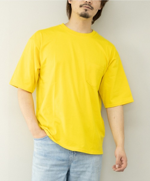 STYLEBLOCK(スタイルブロック)の「冷感加工天竺ポケット付BIGTシャツ(Tシャツ/カットソー・メンズ・ブラック/イエロー/チャコール/グリーン/グレー系その他/オレンジ/ブルー系その他/ホワイト・M/L/LL)」の7枚目の写真