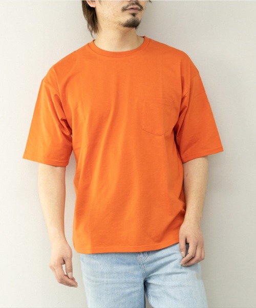 STYLEBLOCK(スタイルブロック)の「冷感加工天竺ポケット付BIGTシャツ(Tシャツ/カットソー・メンズ・ブラック/イエロー/チャコール/グリーン/グレー系その他/オレンジ/ブルー系その他/ホワイト・M/L/LL)」の8枚目の写真