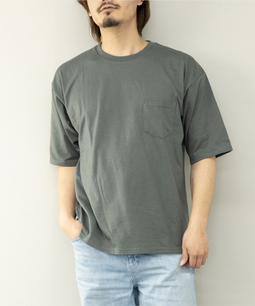 STYLEBLOCK(スタイルブロック)の「冷感加工天竺ポケット付BIGTシャツ(Tシャツ/カットソー・メンズ・ブラック/イエロー/チャコール/グリーン/グレー系その他/オレンジ/ブルー系その他/ホワイト・M/L/LL)」の5枚目の写真