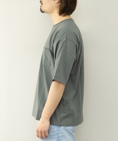 STYLEBLOCK(スタイルブロック)の「冷感加工天竺ポケット付BIGTシャツ(Tシャツ/カットソー・メンズ・ブラック/イエロー/チャコール/グリーン/グレー系その他/オレンジ/ブルー系その他/ホワイト・M/L/LL)」の18枚目の写真