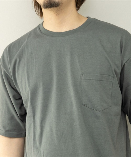 STYLEBLOCK(スタイルブロック)の「冷感加工天竺ポケット付BIGTシャツ(Tシャツ/カットソー・メンズ・ブラック/イエロー/チャコール/グリーン/グレー系その他/オレンジ/ブルー系その他/ホワイト・M/L/LL)」の20枚目の写真