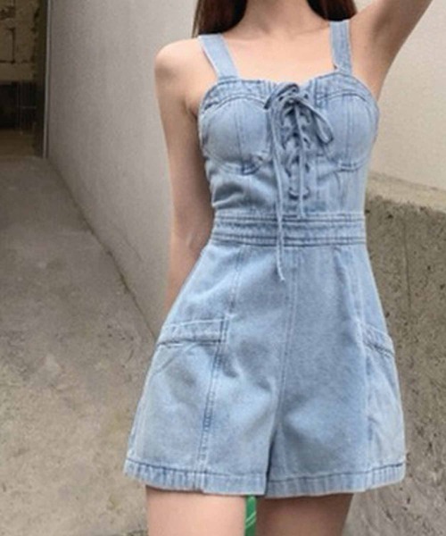 NANEA(ナネア)の「オールインワン デニムショートパンツ ロンパース(サロペット/オーバーオール・レディース・インディゴブルー・SMALL/MEDIUM)」の19枚目の写真