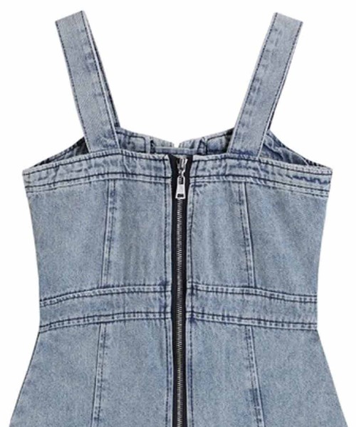 オールインワン デニムショートパンツ ロンパース（サロペット