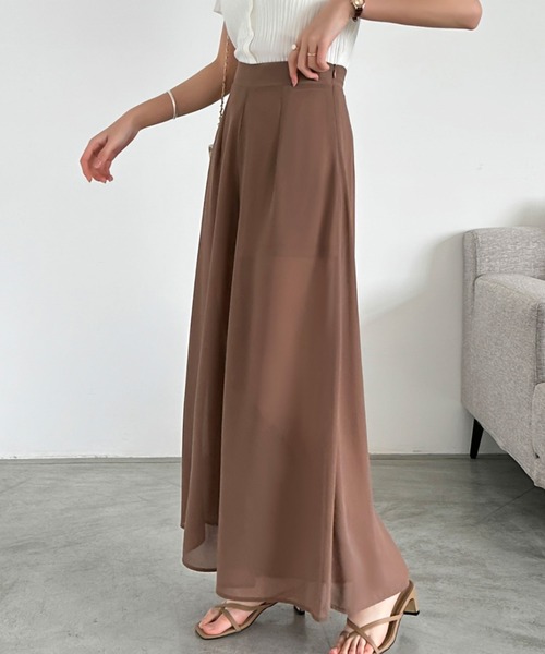 ECLIN(エクラン)の「シアーワイドパンツ(その他パンツ・レディース・ブラック/チャコールグレー/ベージュ/ネイビー/ブラウン・S/M)」の1枚目の写真