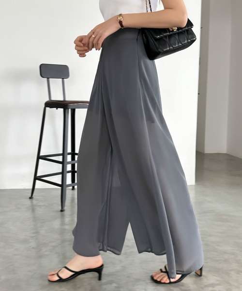 ECLIN(エクラン)の「シアーワイドパンツ(その他パンツ・レディース・ブラック/チャコールグレー/ベージュ/ネイビー/ブラウン・S/M)」の4枚目の写真