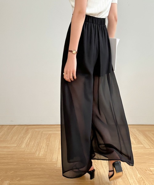 ECLIN(エクラン)の「シアーワイドパンツ(その他パンツ・レディース・ブラック/チャコールグレー/ベージュ/ネイビー/ブラウン・S/M)」の10枚目の写真