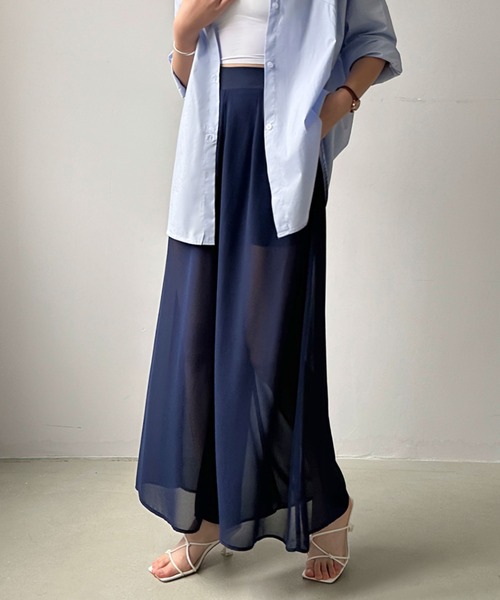 ECLIN(エクラン)の「シアーワイドパンツ(その他パンツ・レディース・ブラック/チャコールグレー/ベージュ/ネイビー/ブラウン・S/M)」の18枚目の写真