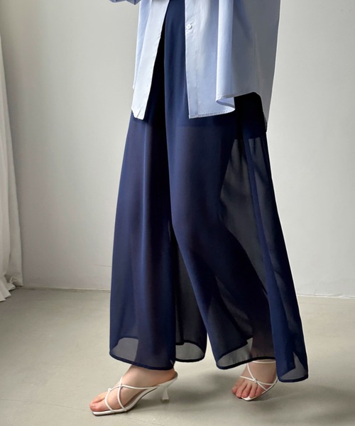 ECLIN(エクラン)の「シアーワイドパンツ(その他パンツ・レディース・ブラック/チャコールグレー/ベージュ/ネイビー/ブラウン・S/M)」の19枚目の写真