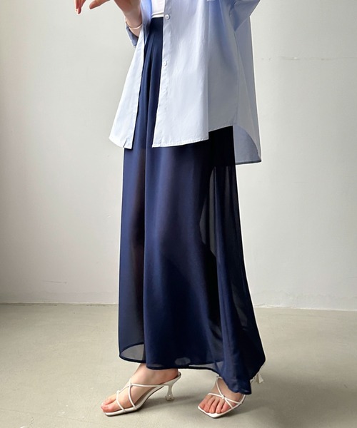 ECLIN(エクラン)の「シアーワイドパンツ(その他パンツ・レディース・ブラック/チャコールグレー/ベージュ/ネイビー/ブラウン・S/M)」の20枚目の写真