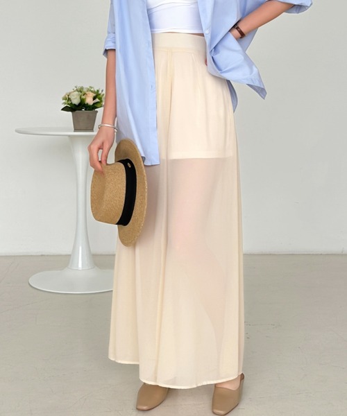 ECLIN(エクラン)の「シアーワイドパンツ(その他パンツ・レディース・ブラック/チャコールグレー/ベージュ/ネイビー/ブラウン・S/M)」の6枚目の写真