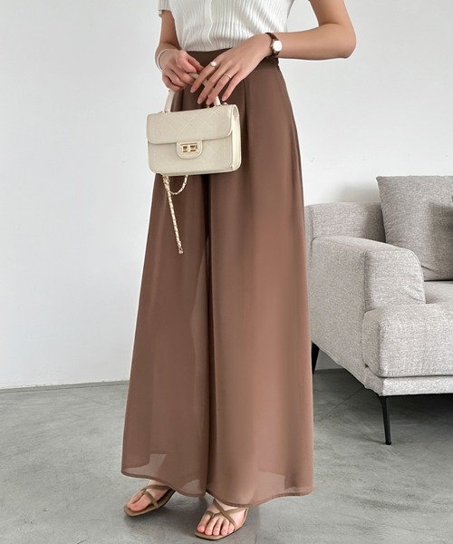 ECLIN(エクラン)の「シアーワイドパンツ(その他パンツ・レディース・ブラック/チャコールグレー/ベージュ/ネイビー/ブラウン・S/M)」の22枚目の写真